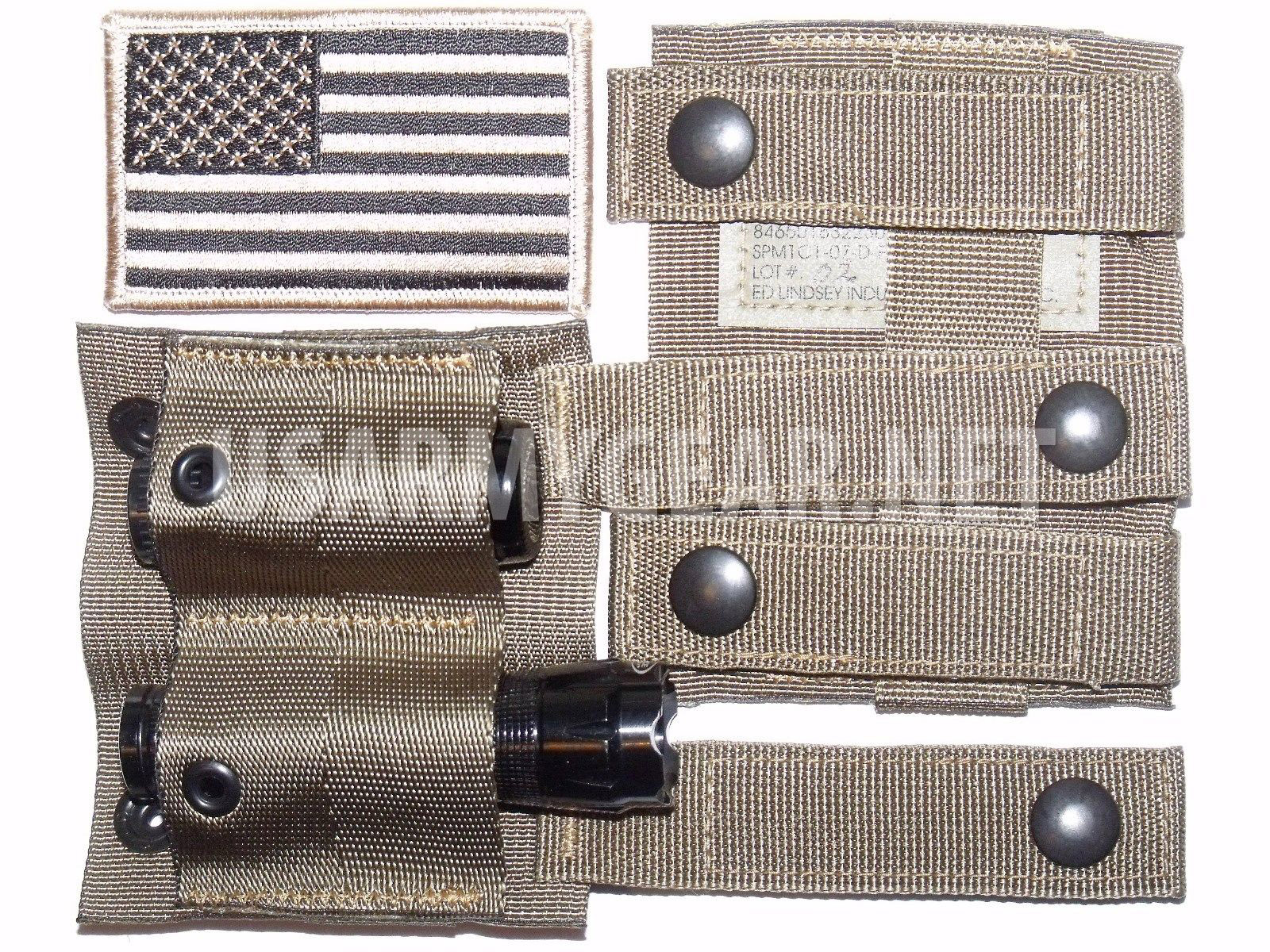 USMC Army Coyote MOLLE Keeper Alice Adapter Belt Clip Pouch SDS US Flag Patch
