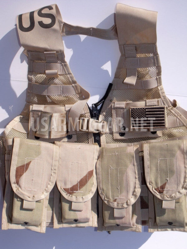 Loaded US Army MOLLE II Desert Tan Fighting Vest FLC LBV 4 Double Pouch 2 K Bar