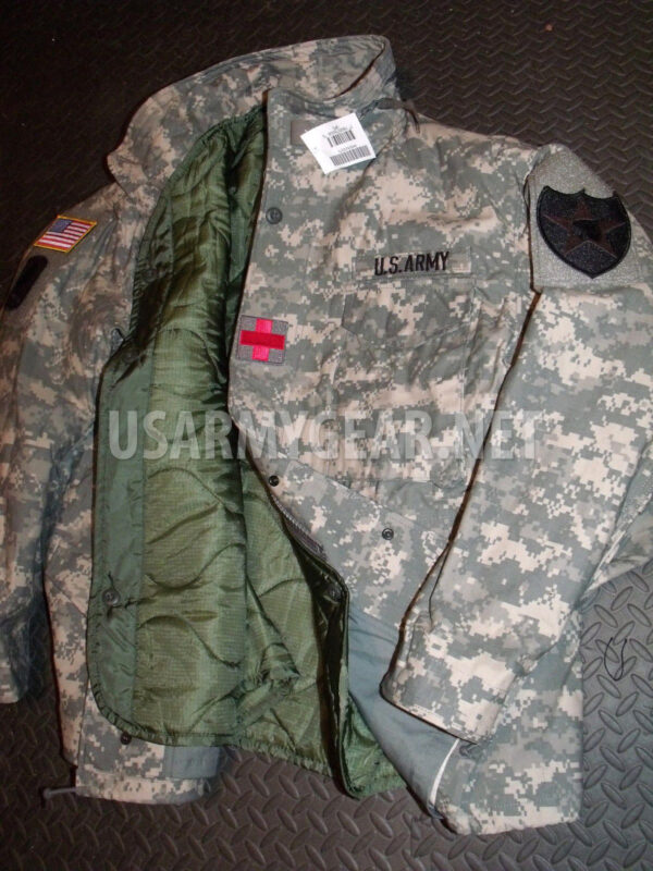 Made in US Military Army M-65 Acu Cold Weather Field Coat Jacket + Liner,Patches