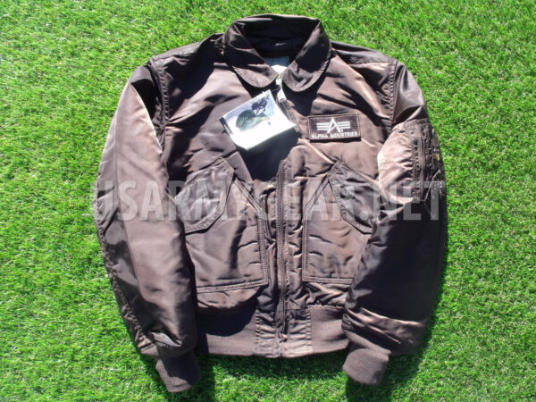 Made in USA Alpha Industries CWU-45P Pilot, Bomber, Flight Jacket, Dark Brown