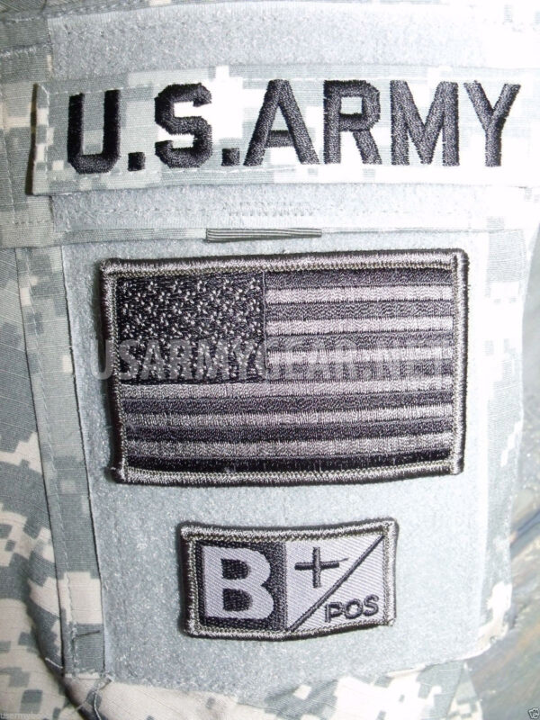 US Army Tab Military ACU Flag Velcro Blood Type Patches A B AB 0 O Neg - Pos +